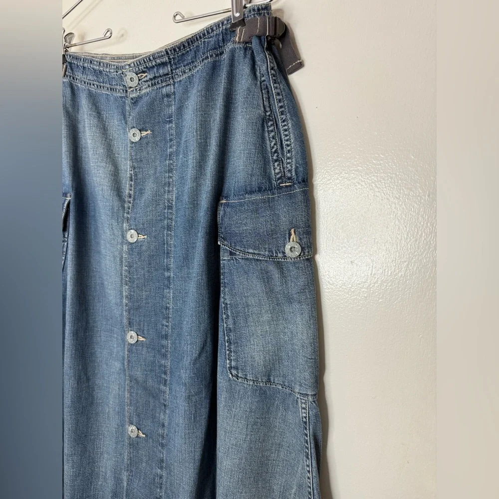 RRL double R Ralph Lauren, chambray, button-down, midi skirt. M - Picture 2 of 9